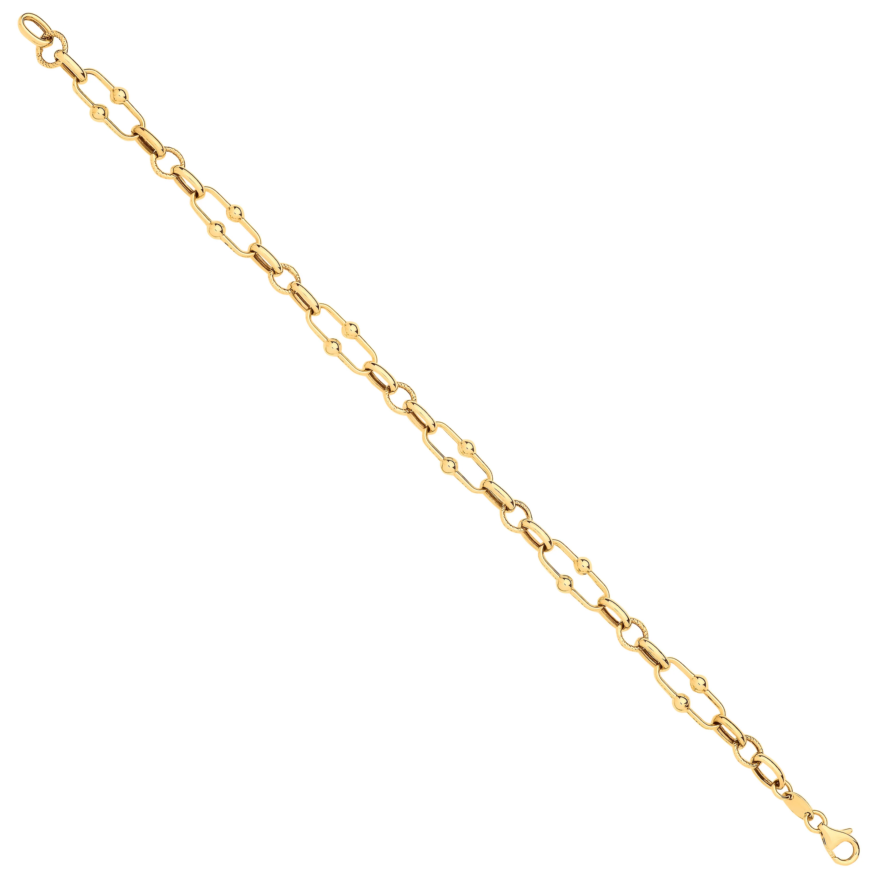 Yellow Gold Pivot Link Ladies Bracelet - 9ct Gold - Image 2