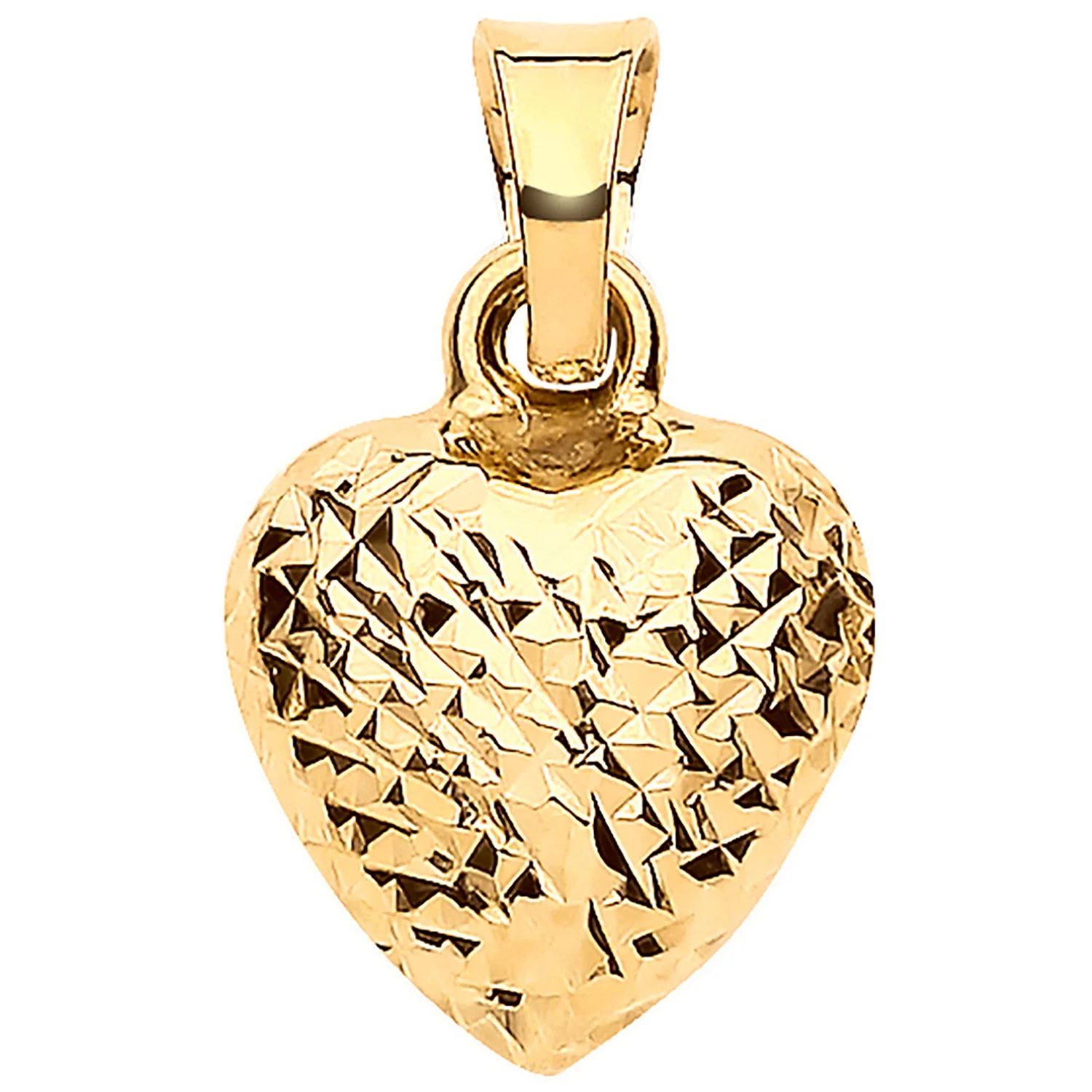 Yellow Gold Puffed D/C Heart Pendant - 9ct Gold - Image 2