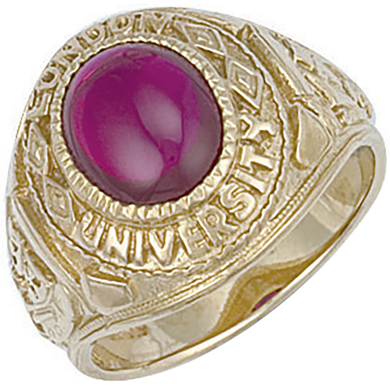 Yellow Gold Red Cabochon London University Ring - 9ct Gold - Image 2