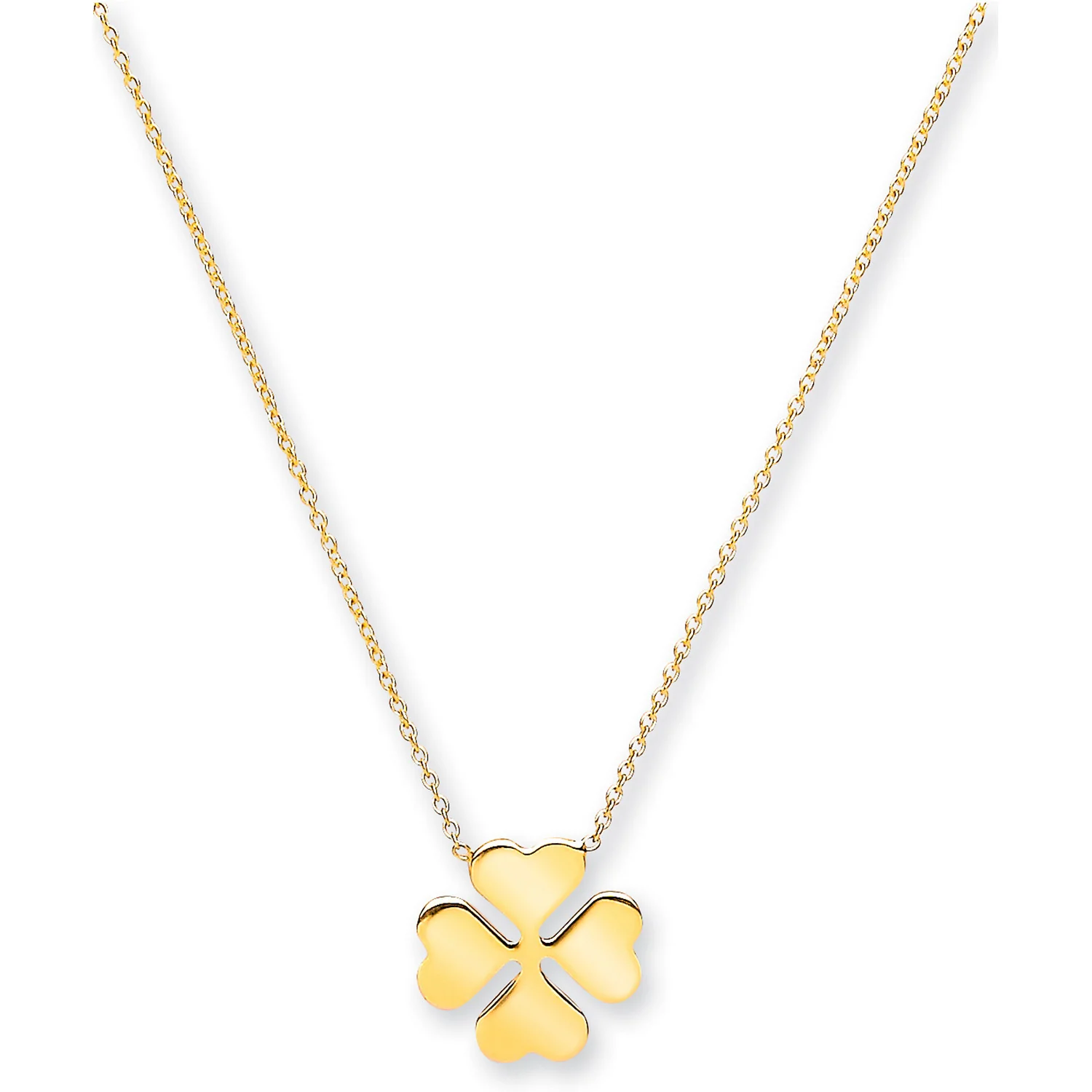 Yellow Gold Rolo Chain, 4 Leaf Clover, 18" Necklace - 9ct Gold - Image 2