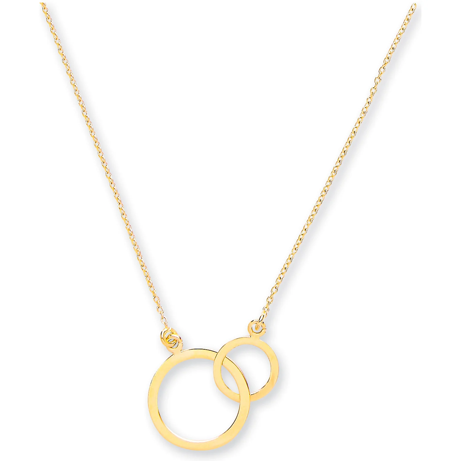 Yellow Gold Rolo Chain, Interlocking Circles Pendant, 18" Necklace - 9ct Gold - Image 2