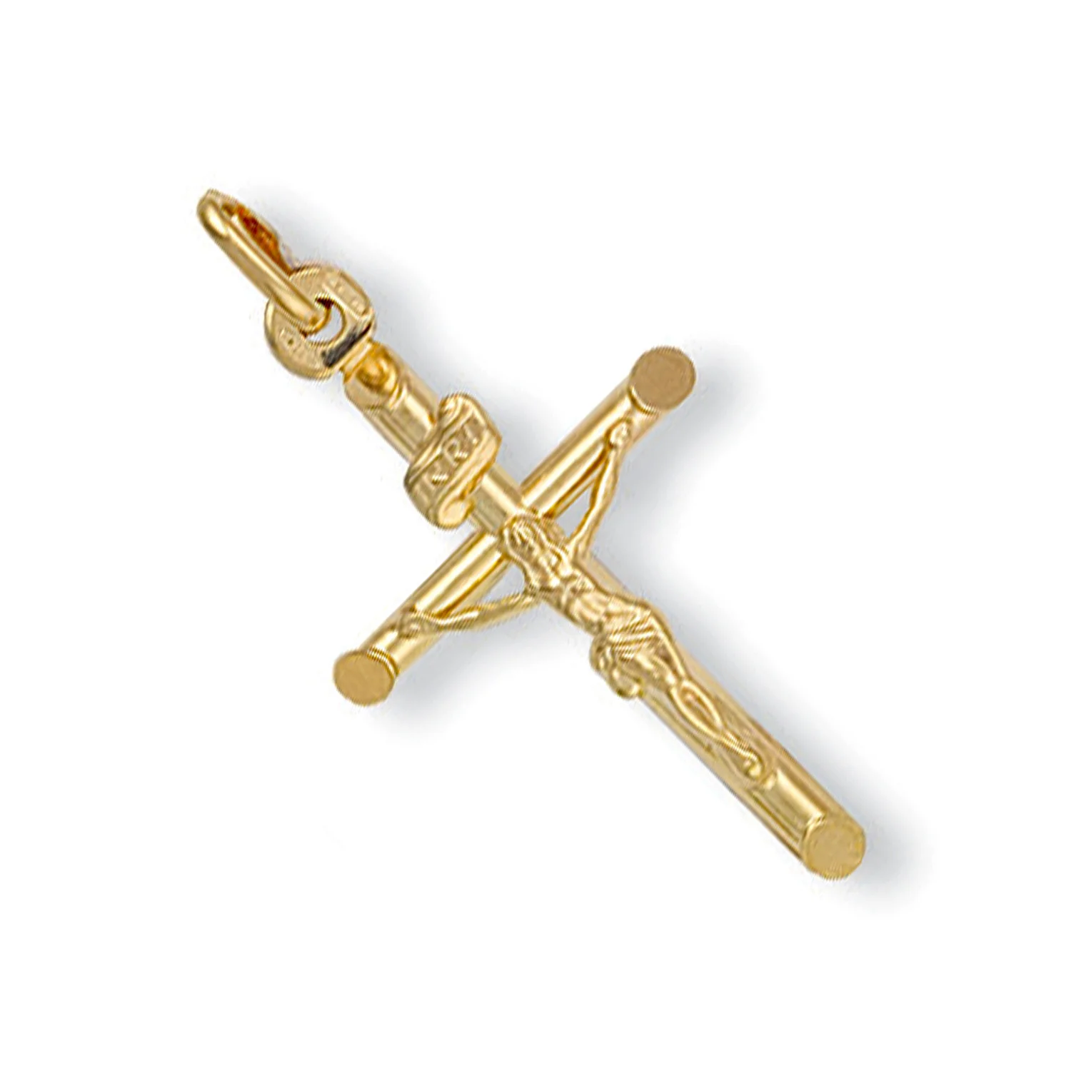 Yellow Gold Round Tube Crucifix - 9ct Gold - Image 2