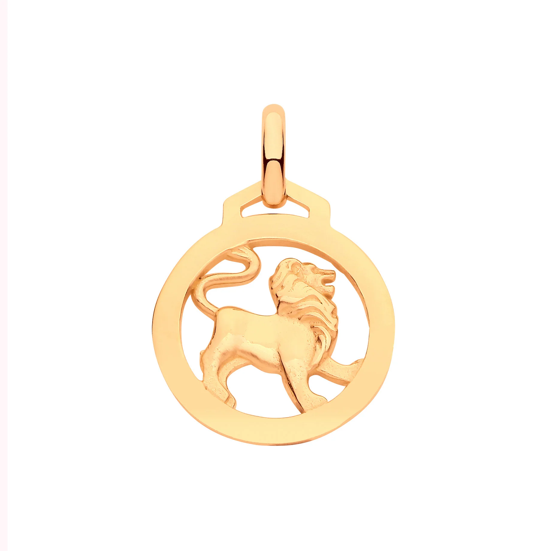 Yellow Gold Round Zodiac Pendant LEO - 9ct Gold - Image 2