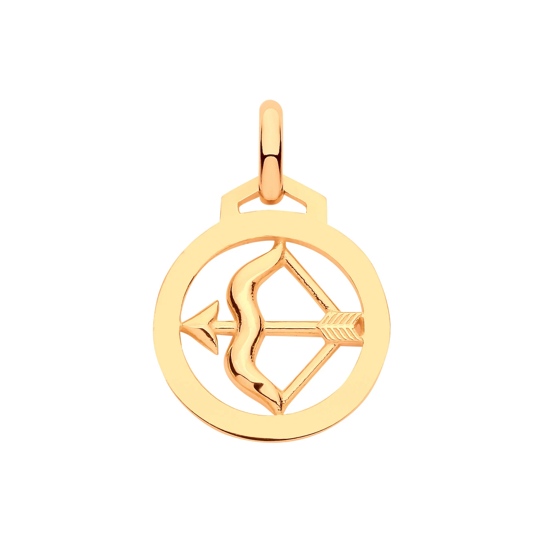 Yellow Gold Round Zodiac Pendant SAGITARIUS - 9ct Gold - Image 2