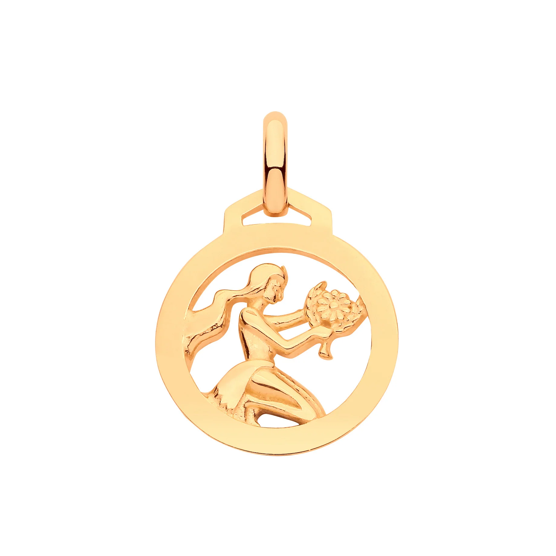 Yellow Gold Round Zodiac Pendant VIRGO - 9ct Gold - Image 2