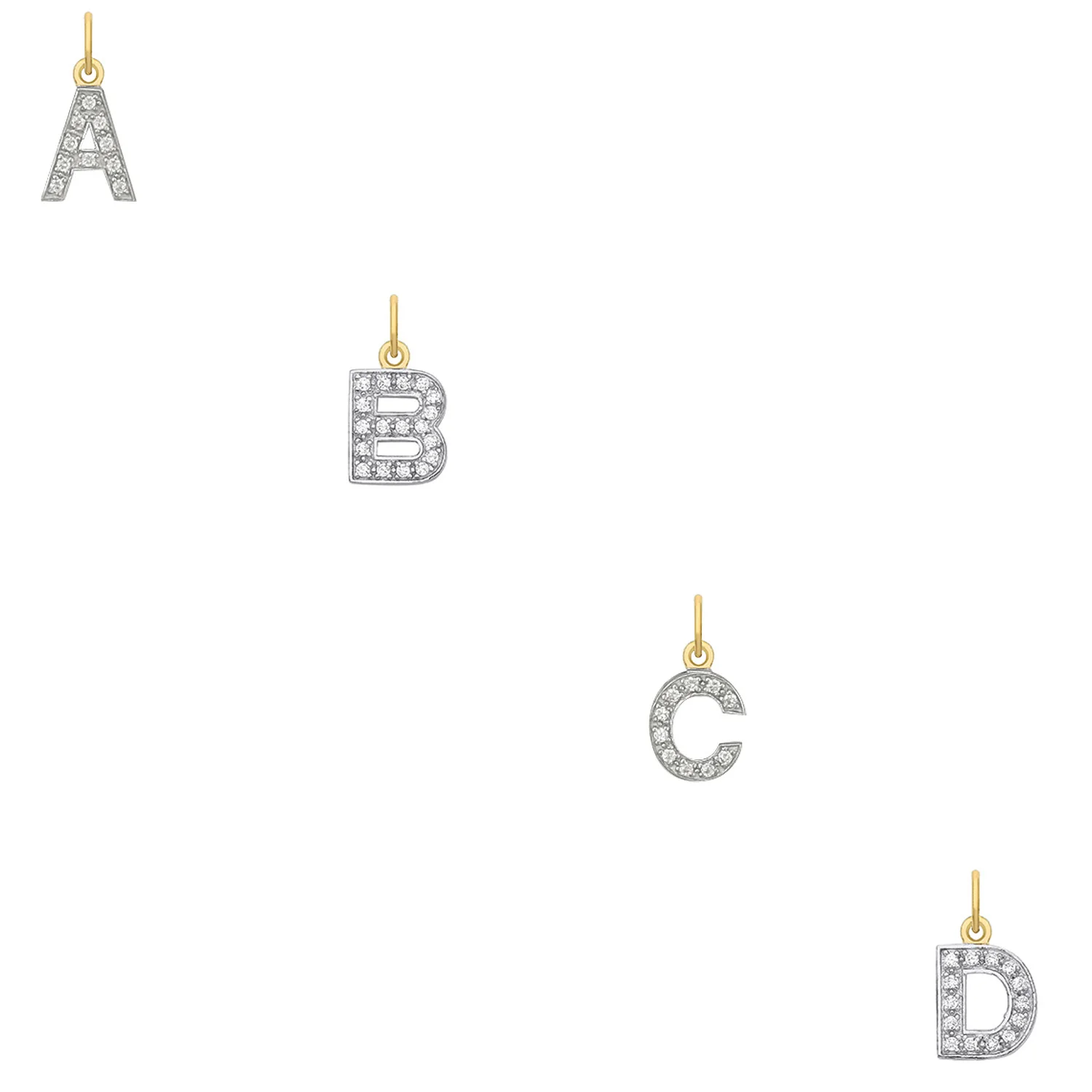Yellow Gold Small Cubic Zirconia Initial Pendants - 9ct Gold - Image 2