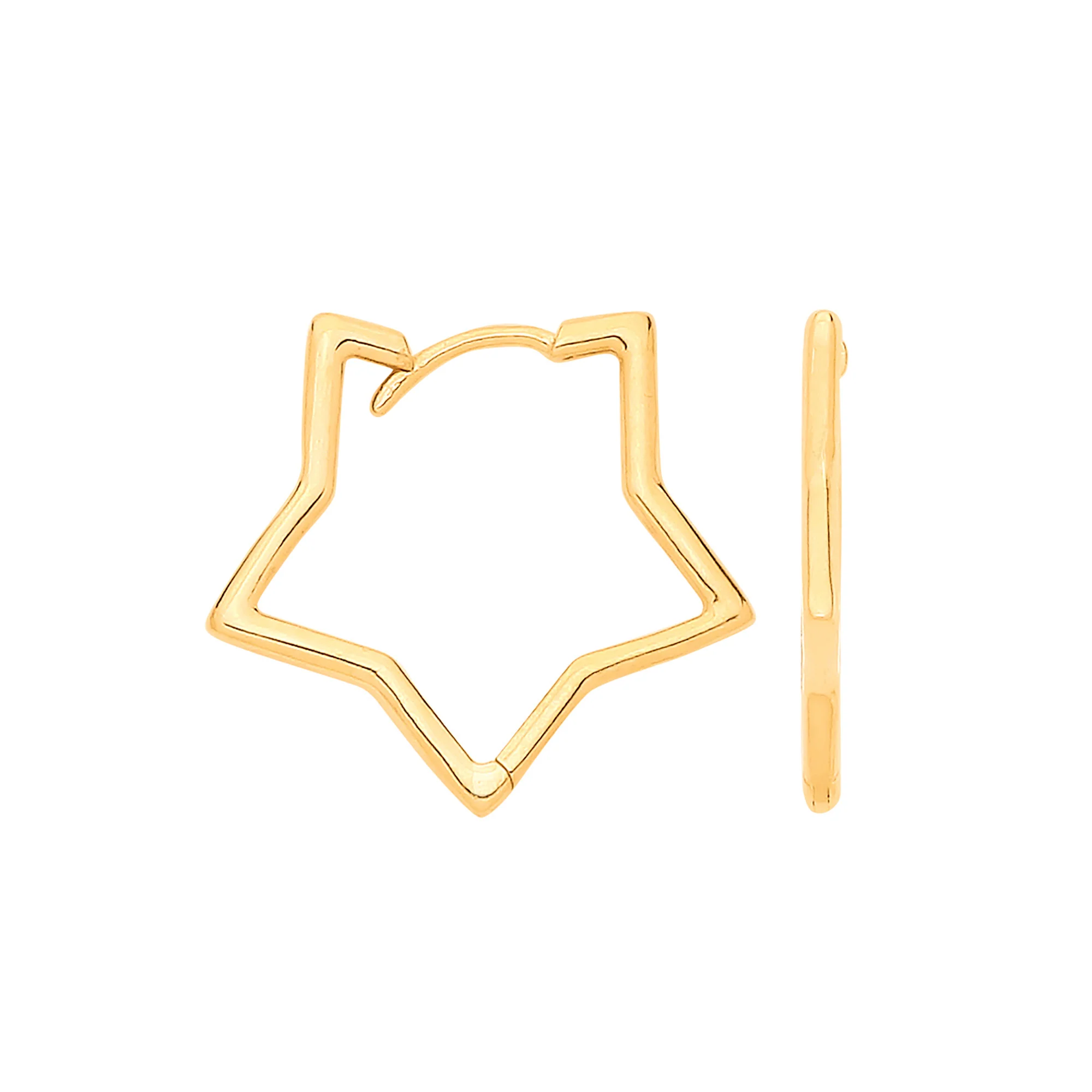 Yellow Gold Small STAR Shaped PLAIN Huggies - 9ct Gold - Image 2