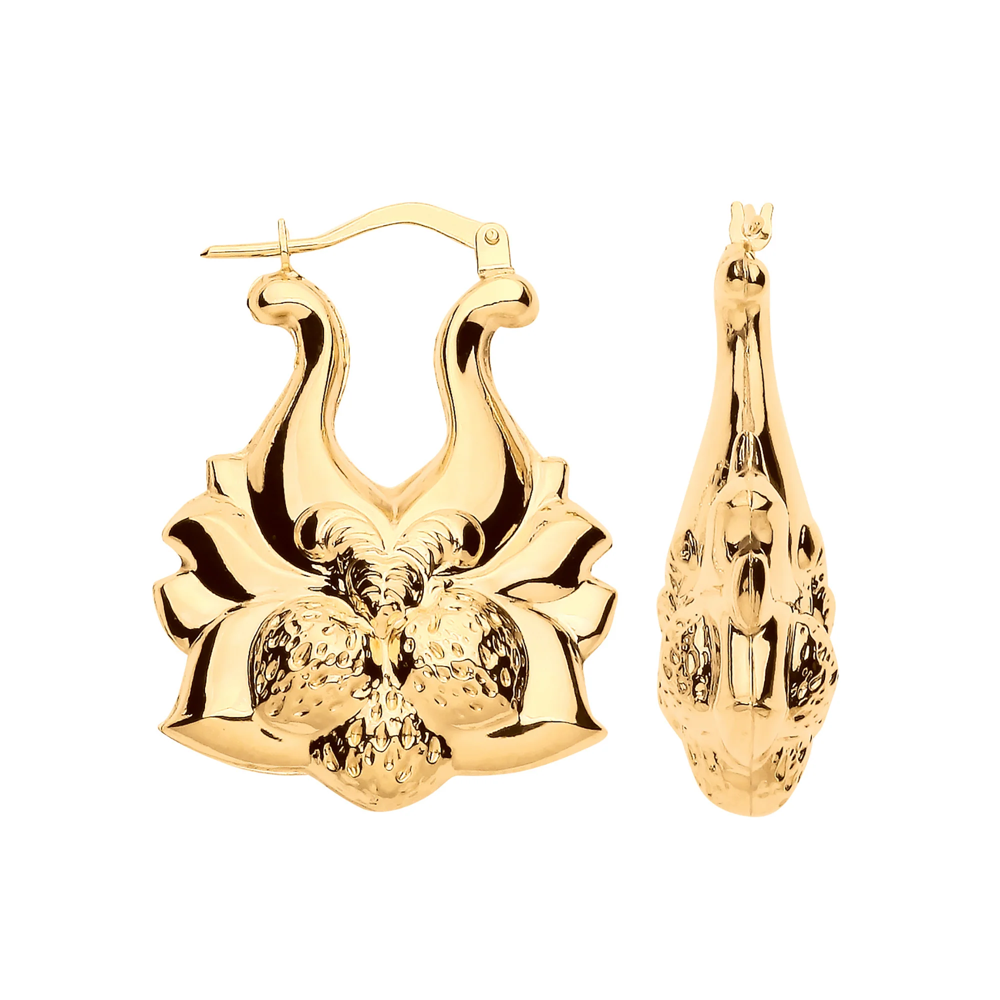Yellow Gold Strawberry Creoles - 9ct Gold - Image 2