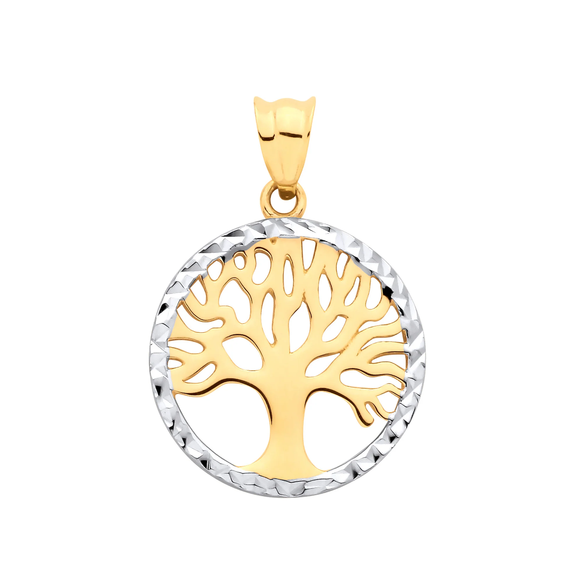 Yellow & White Gold Small Tree of Life Pendant - 9ct Gold - Image 2
