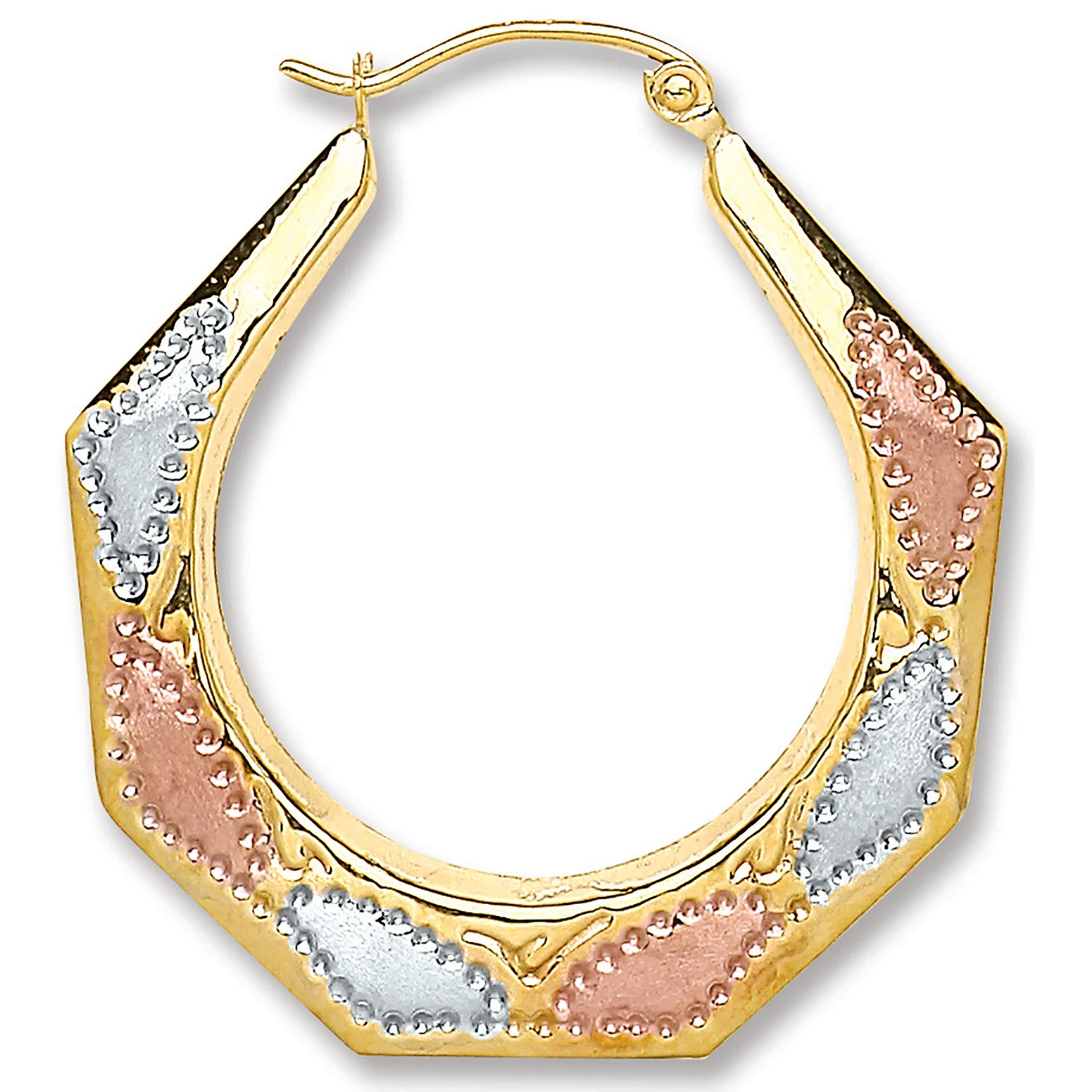 Yellow/White/R 28mm Gold Hoop Earrings - 9ct Gold - Image 2