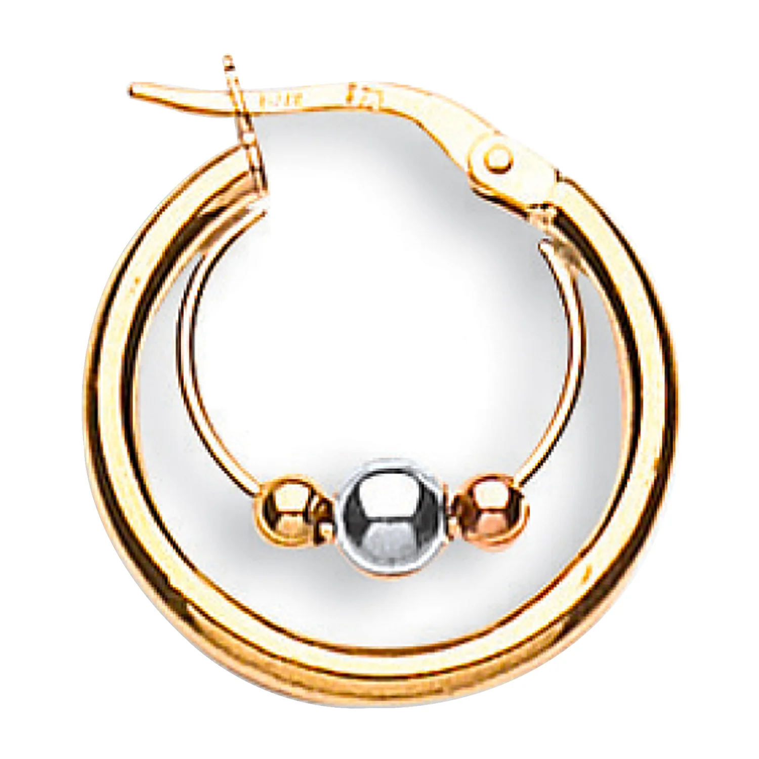 Yellow White & Rose Gold 20mm Fancy Hoop Earrings - 9ct Gold - Image 2
