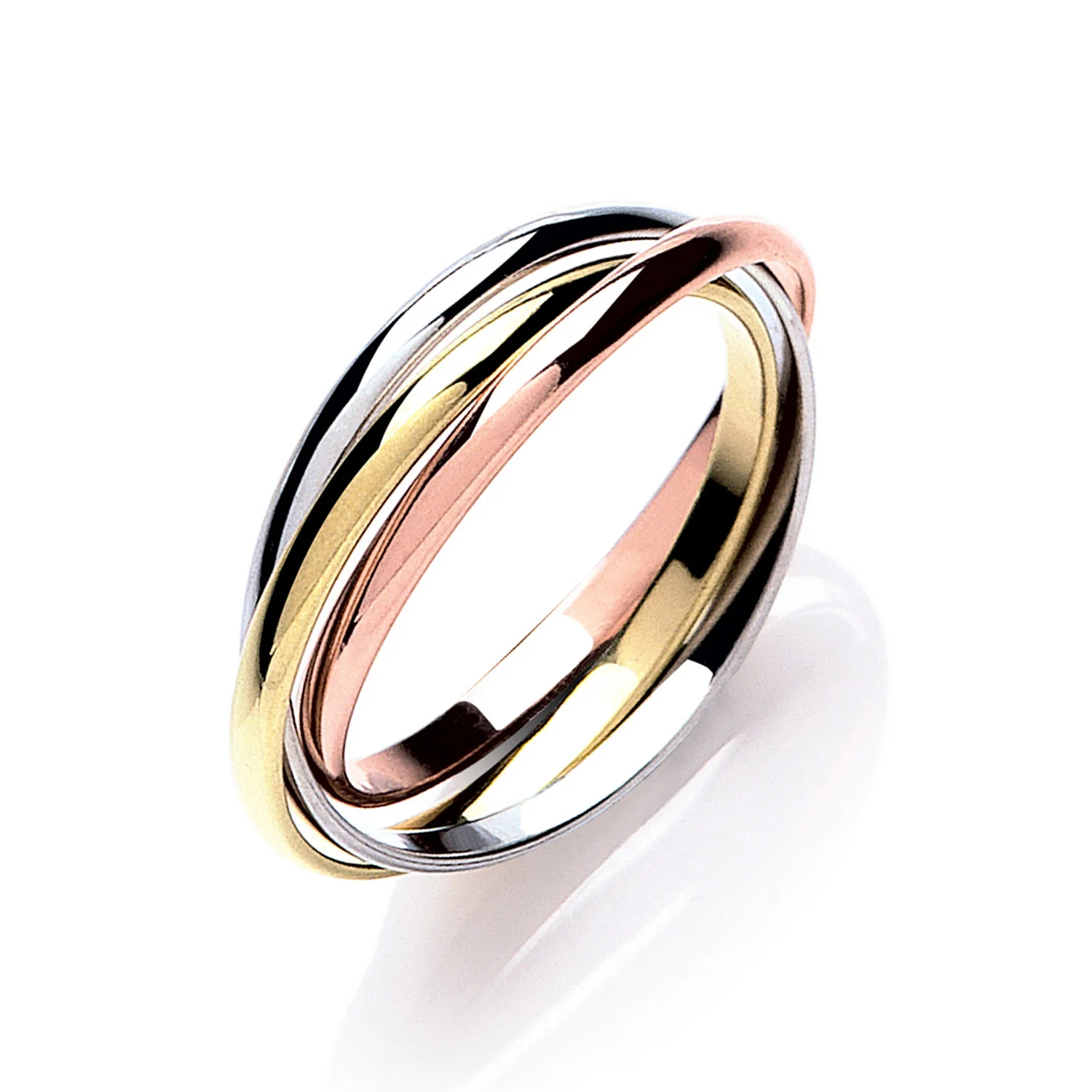 Yellow White & Rose Gold 2mm Russian Wedding Band - 9ct Gold - Image 2