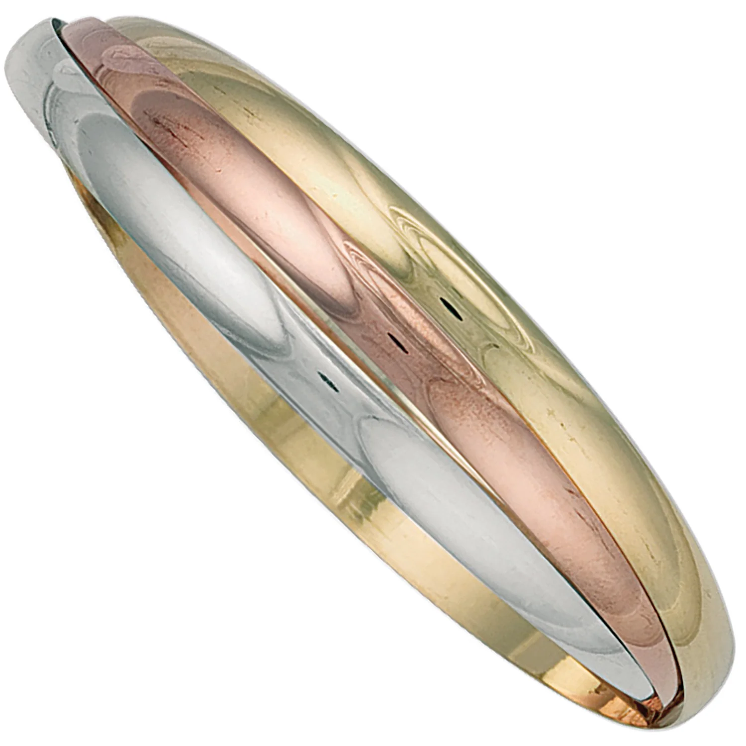 Yellow White & Rose Gold Russian Wedding 5mm Bangle - 9ct Gold - Image 2
